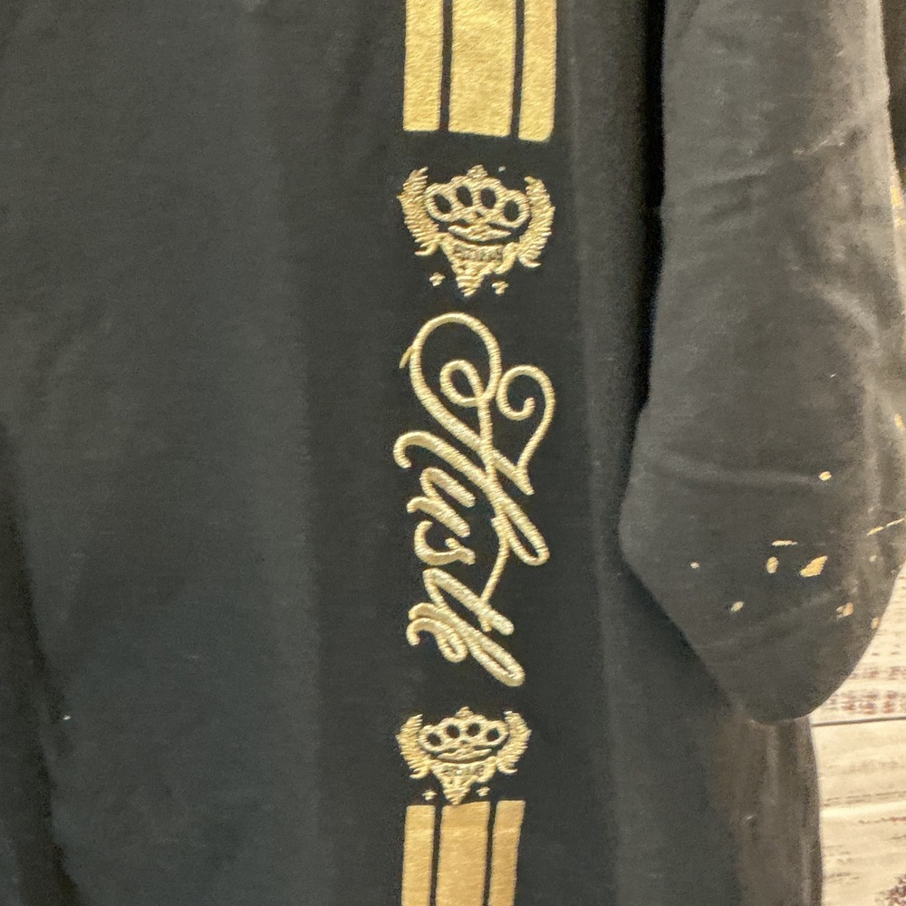 Hustle Today Mens‎ Black Gold Splatter Baseball Jersey 4X Live Wealthy Tomorrow